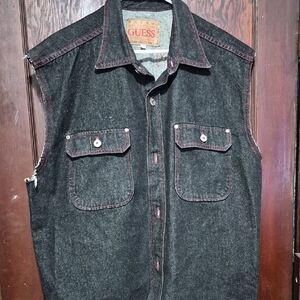 GUESS Charcoal Sleeveless Denim Vest